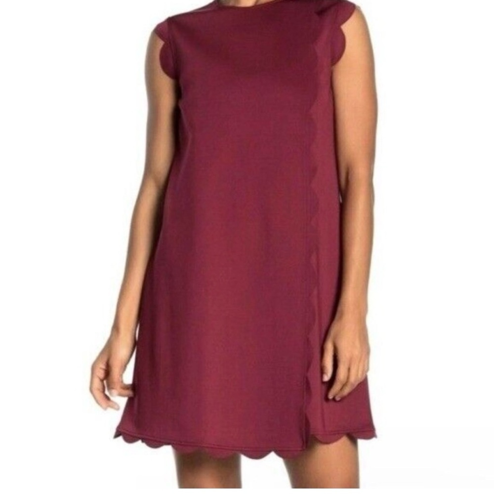 Ted Baker Maroon Sheath Mini Dress Cap Sleeve